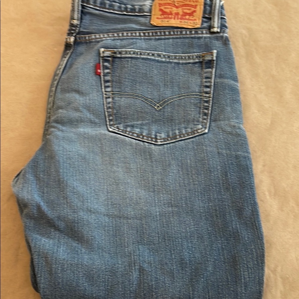 Levi's Blue Straight Jeans worn distressed